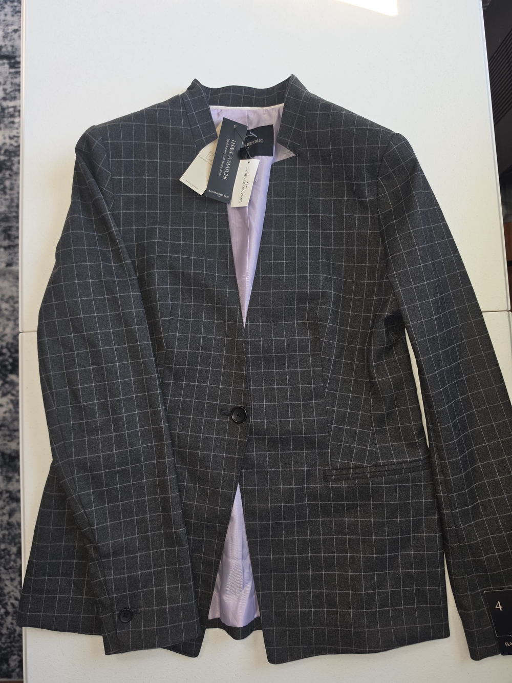Banana Republic Womens  Charcoal Windowpane Blazer